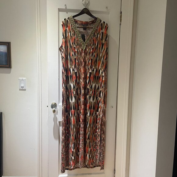 Ashley Stewart Sleeveless Maxi Dress Geometric Pattern Size 22/24 NWT - Picture 2 of 8